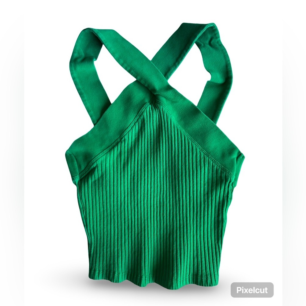 Zara Green Ribbed Tank Top cotton‎ size small